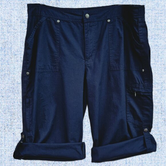 Danskin Now Navy Blue Convertible Length Cargo Capri/Bermuda -12/14 - Picture 9 of 13